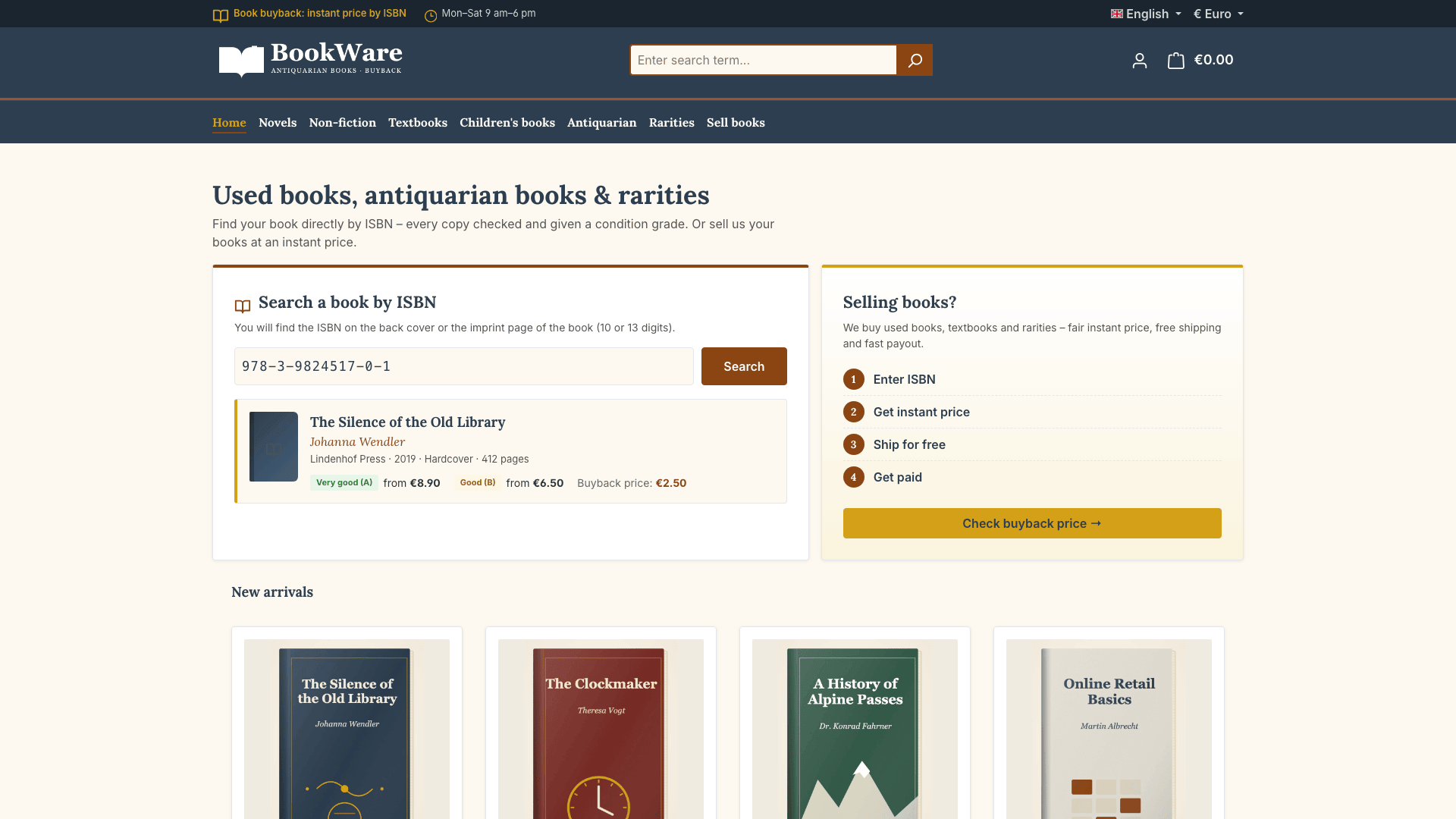 BookWare – strona główna z wyszukiwaniem ISBN i blokiem skupu