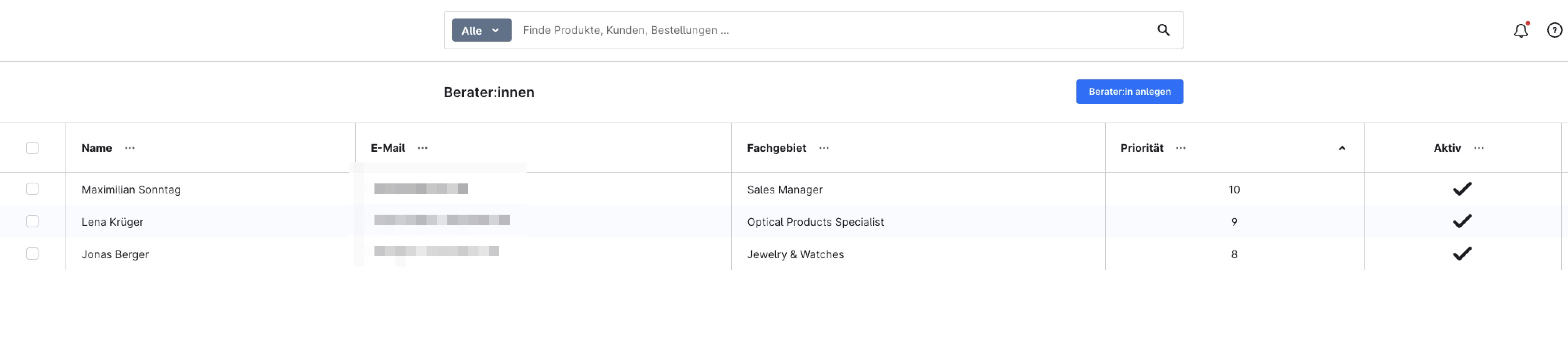 Berater-Verwaltung im Admin