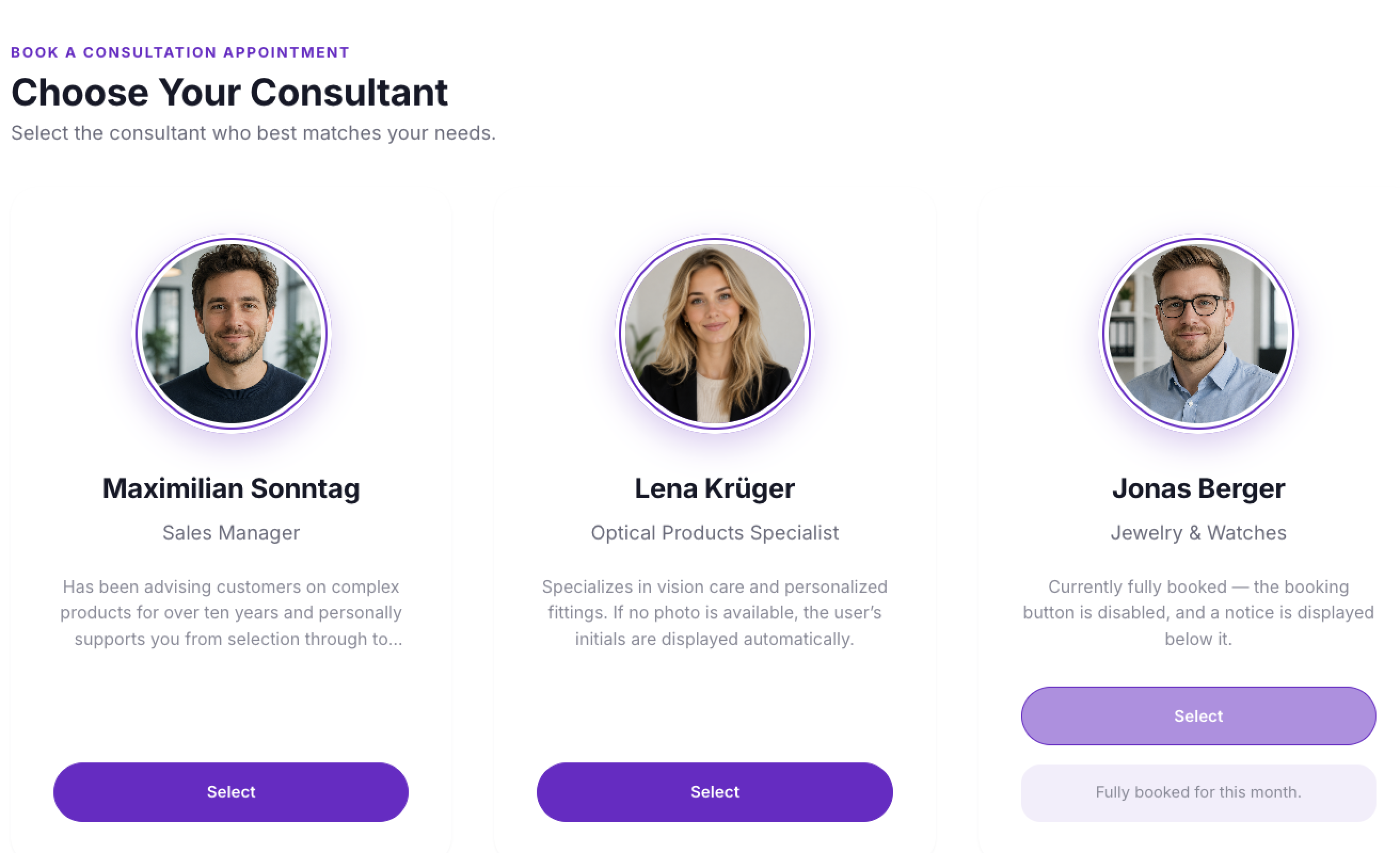 Consultant selection in the storefront