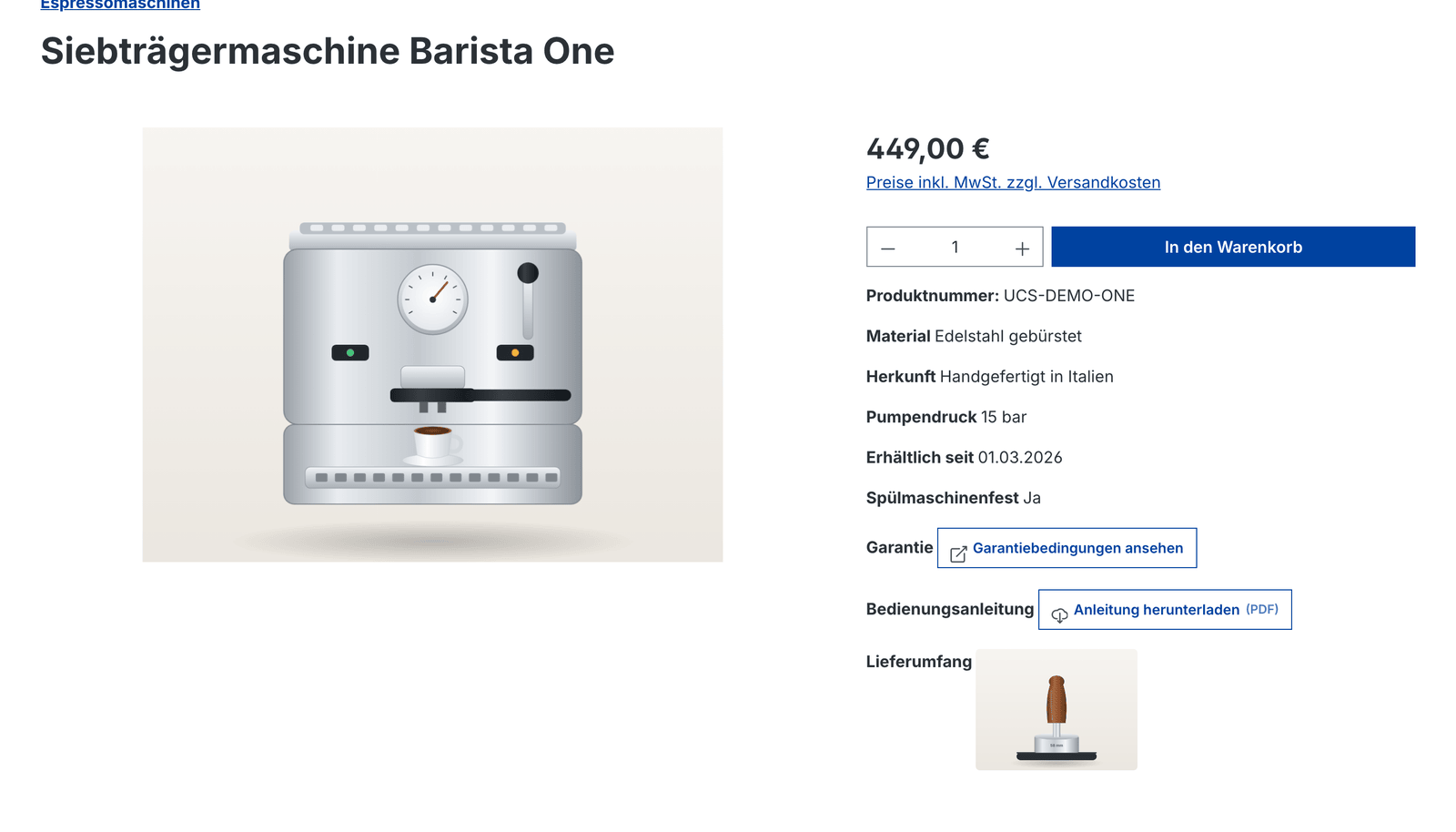 Zusatzfelder auf der Produkt-Detailseite