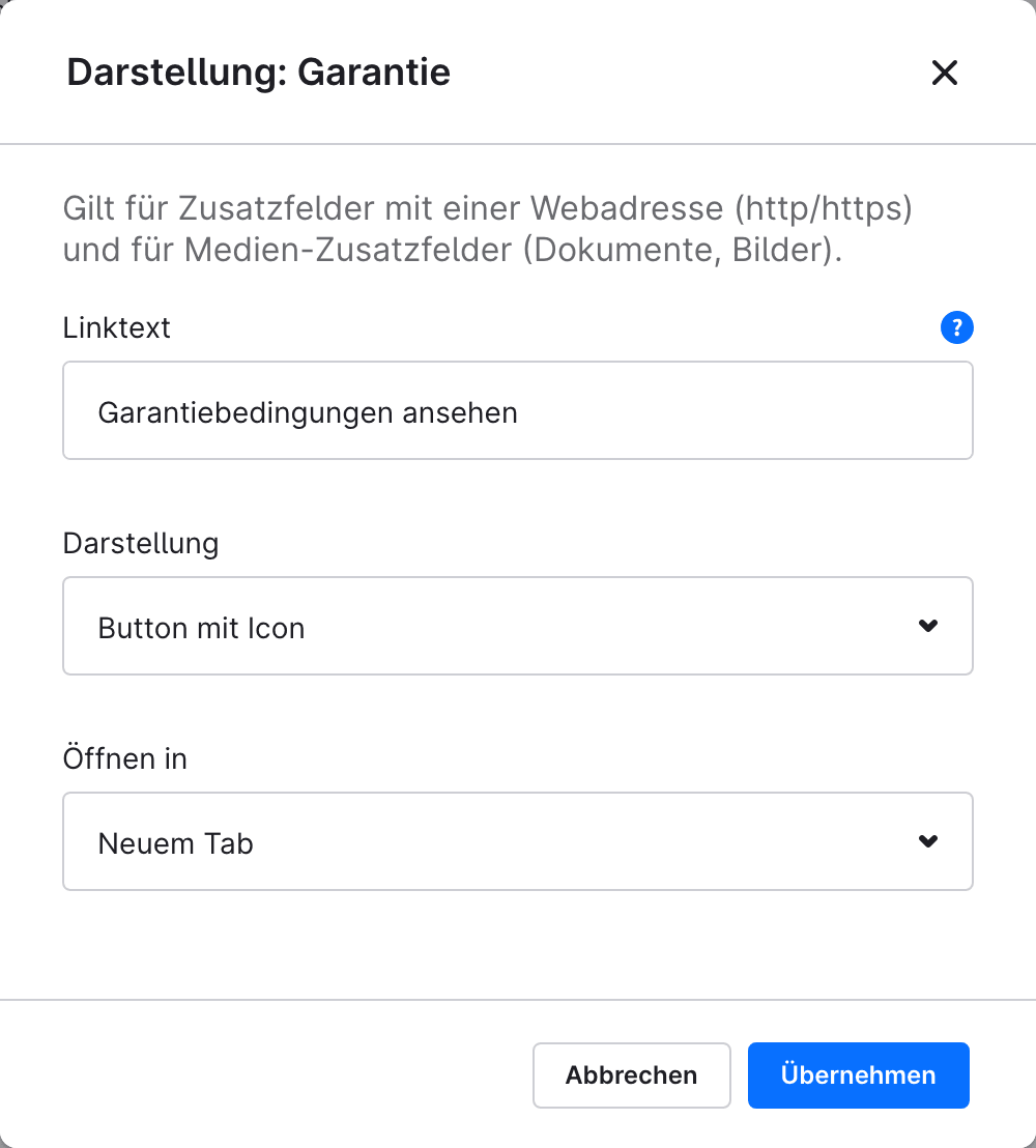 Darstellung festlegen