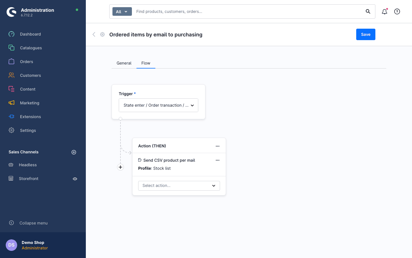 Flow sending the ordered items by email