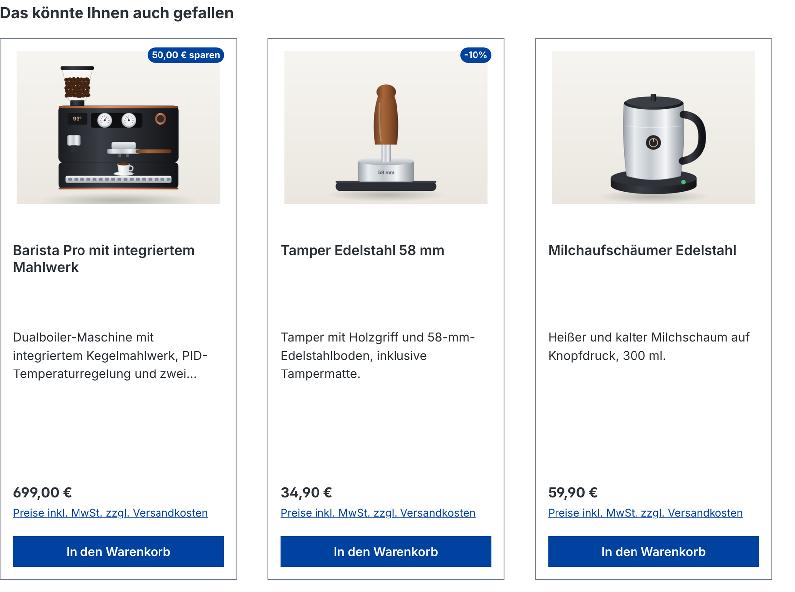 Upsell-Box auf der Produktseite