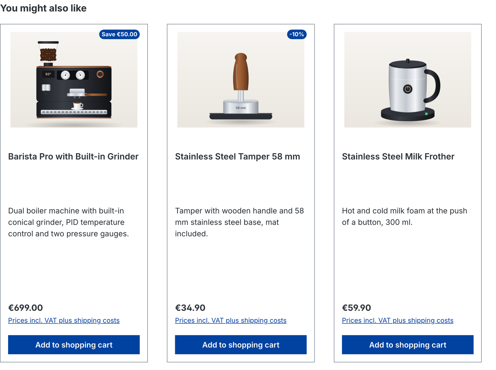 Box upsell nella pagina prodotto