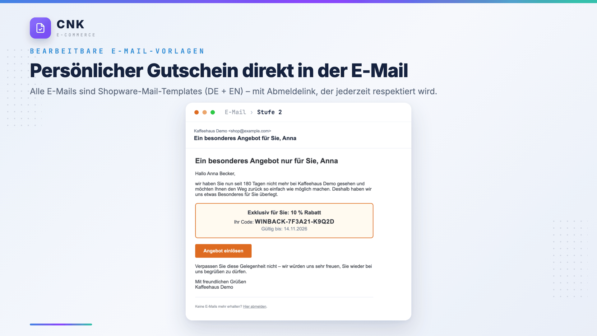 Win-Back-E-Mail mit persönlichem Gutschein