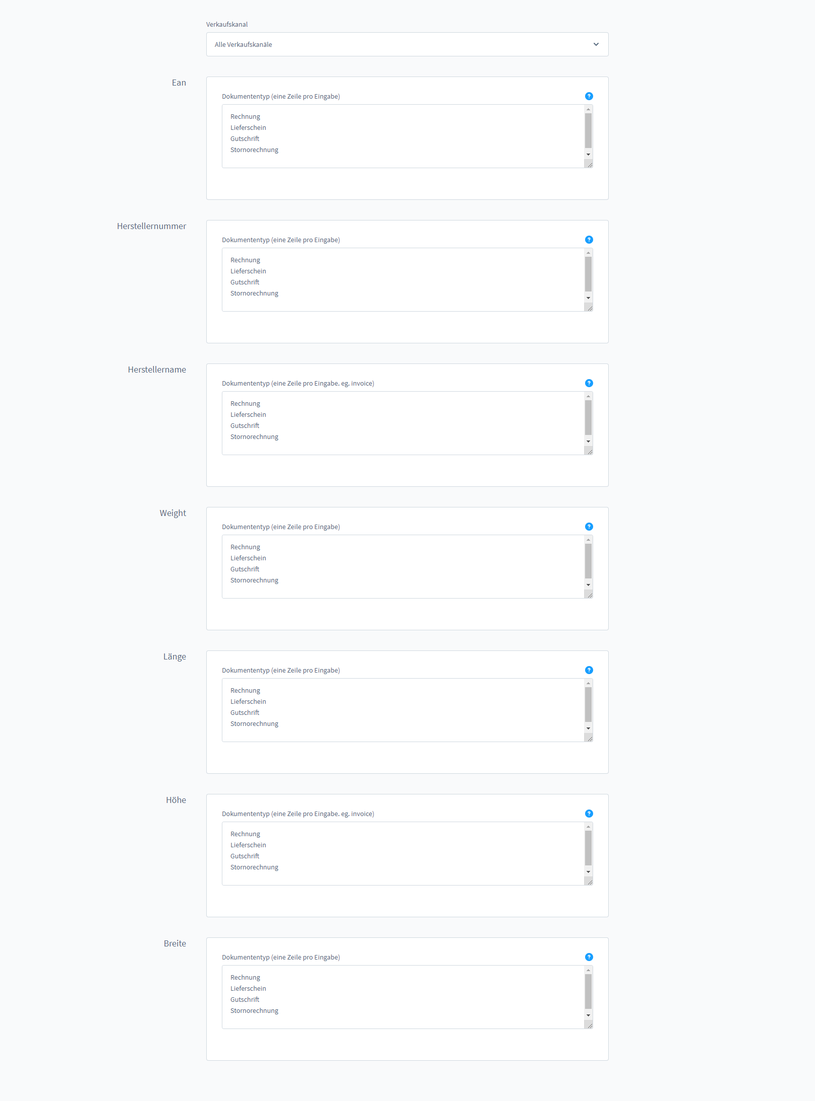 Additional info configuration