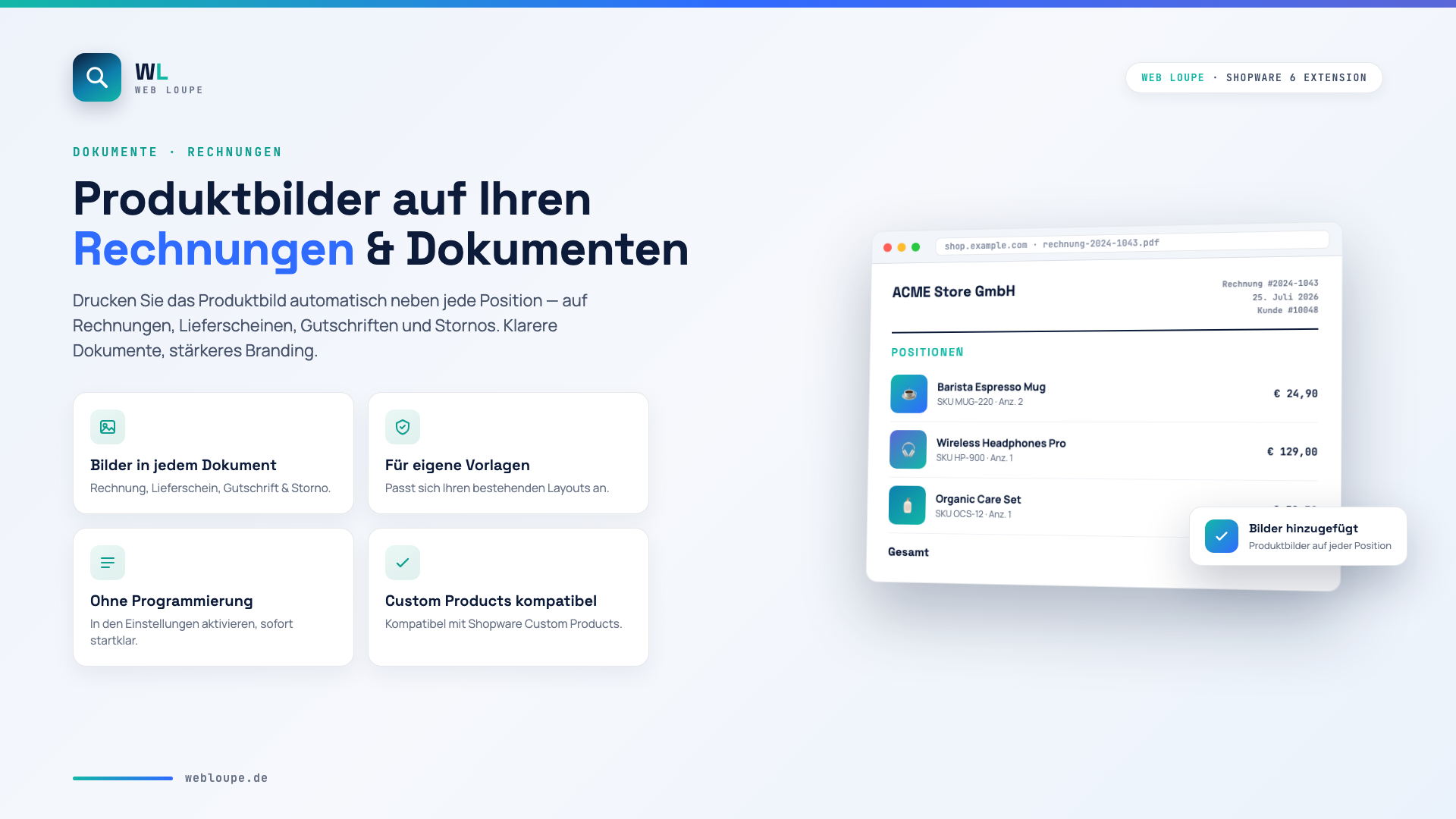 Produktbilder auf Ihren Rechnungen und Dokumenten