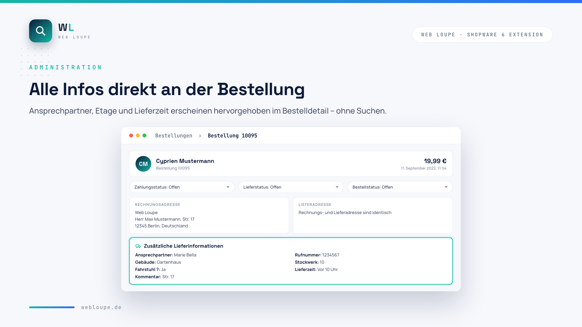 Lieferinformationen im Bestelldetail