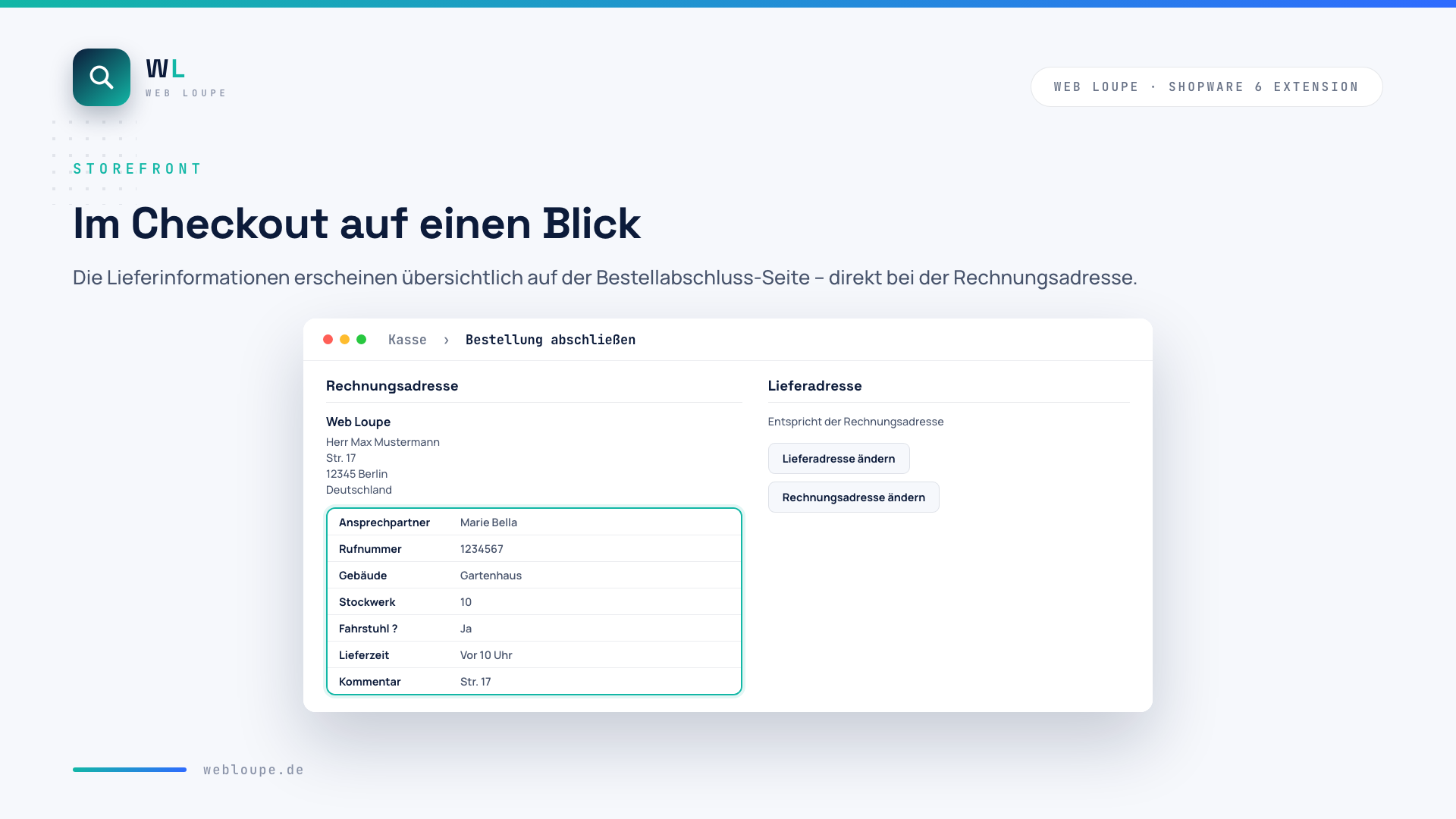 Lieferinformationen im Checkout