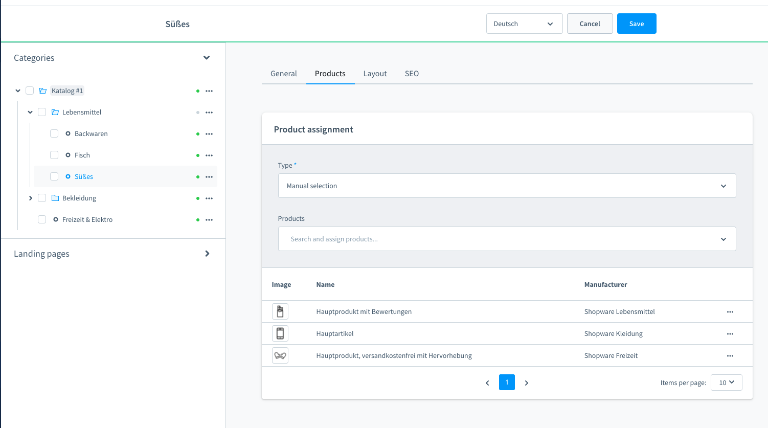 Categories with product images