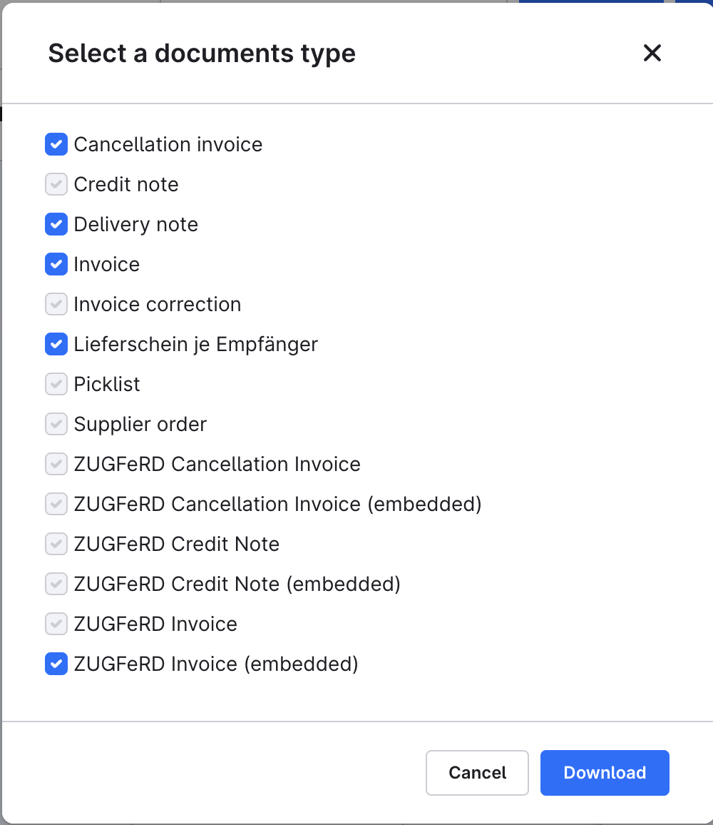 Select document types