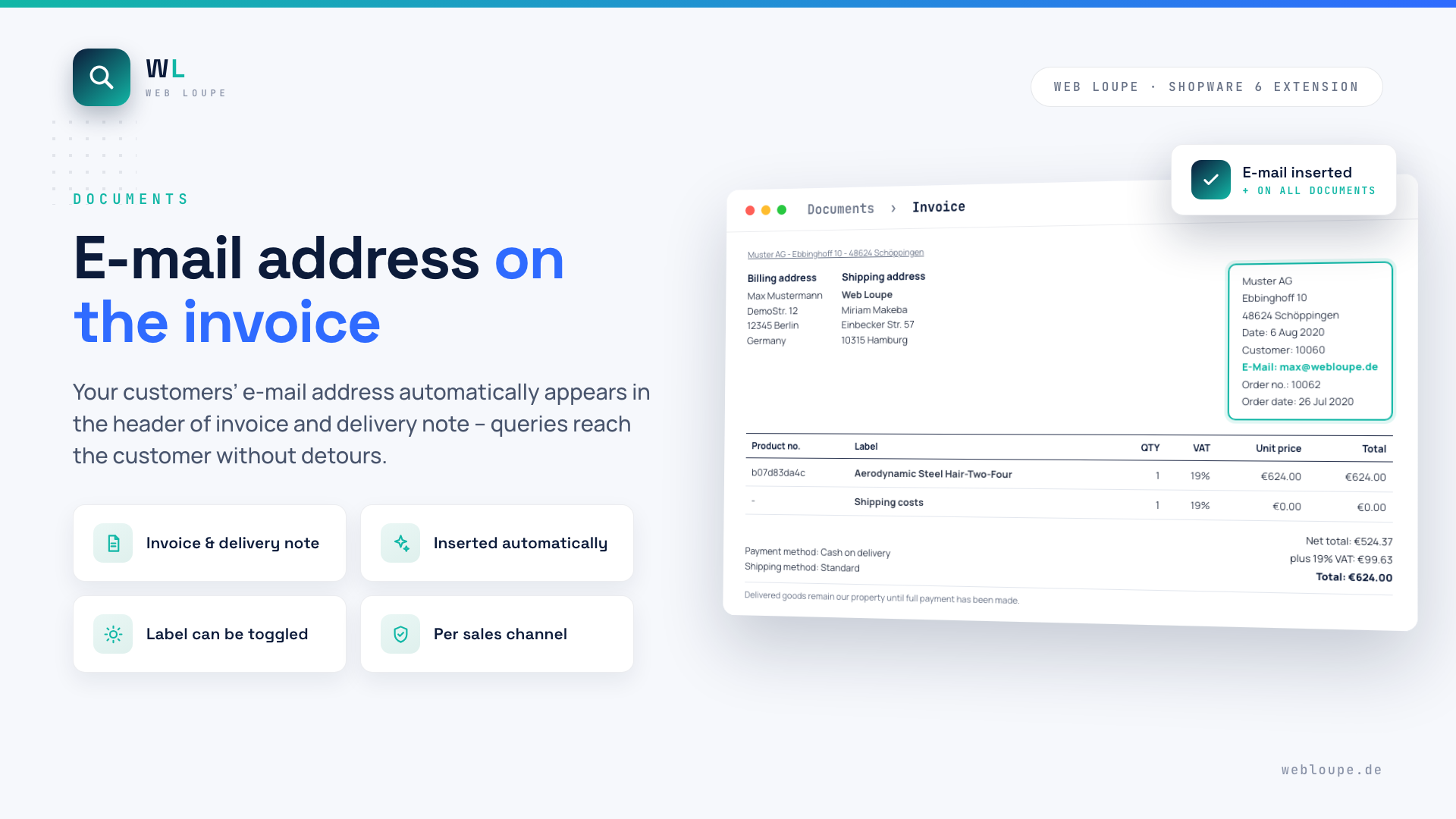 E-mail address on the invoice