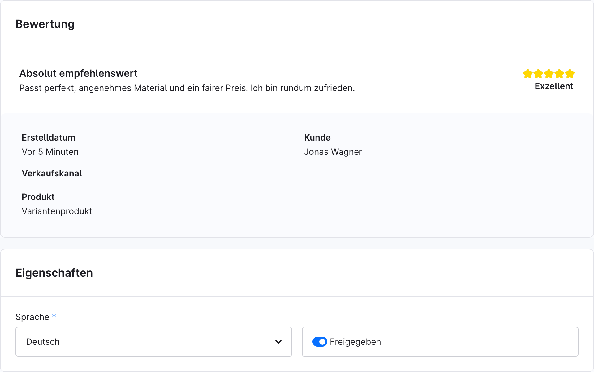 Bewertung freigeben