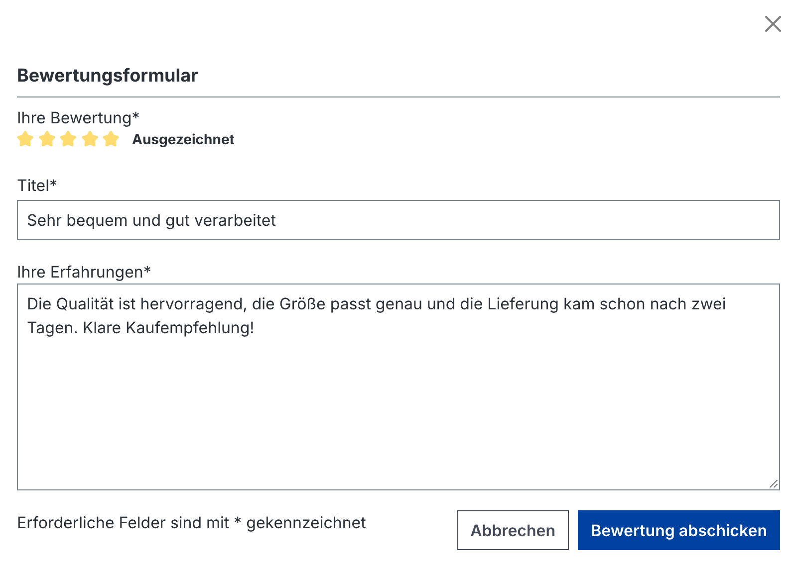 Bewertungsformular